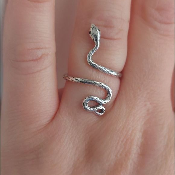 925 Sterling Silver Snake Adjustable Ring - Picture 3 of 6